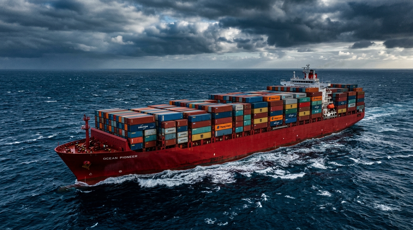 Container ship at sea